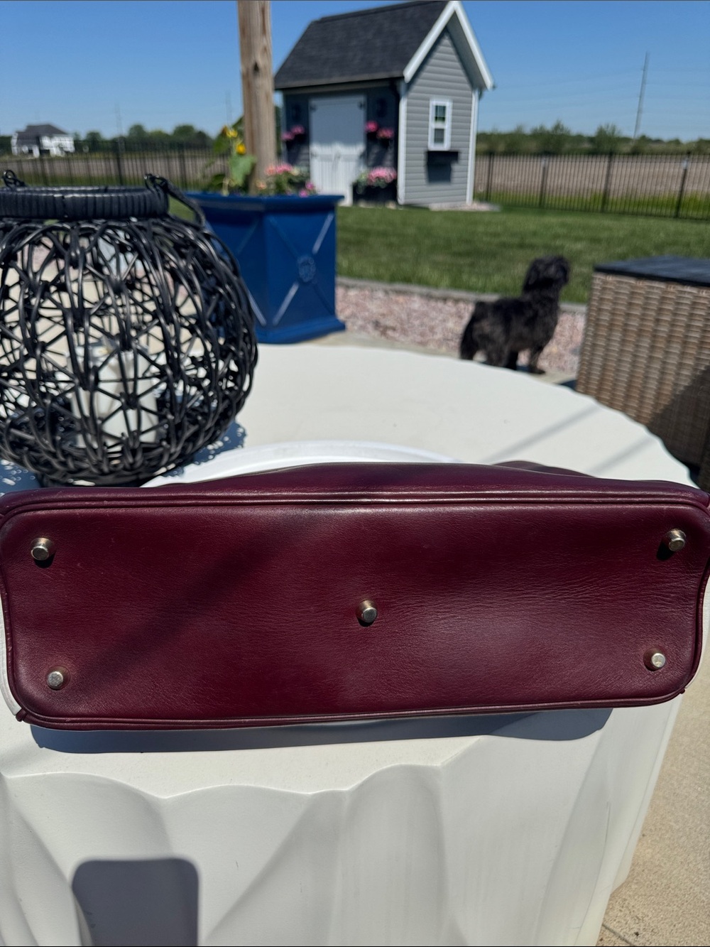 Dior Diorissimo Burgundy Leather Tote with Gray Handles - Picture 5 of 5